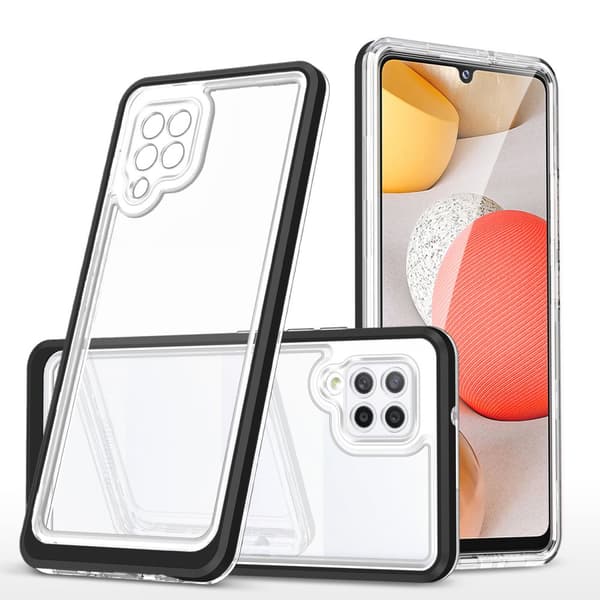 Transparent 3-i-1 cover til Samsung Galaxy A42 5G med sort kant