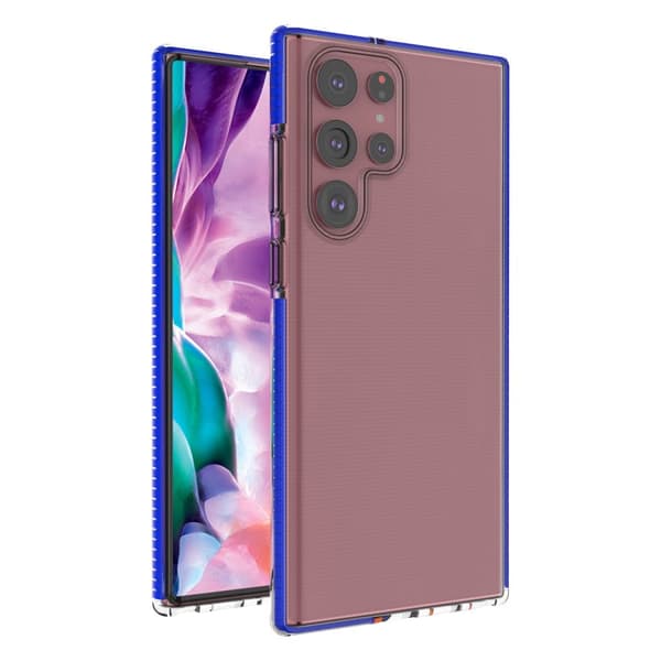 Forår Cover gel sleeve med farvet ramme til Samsung Galaxy S22 Ultra mørkeblå