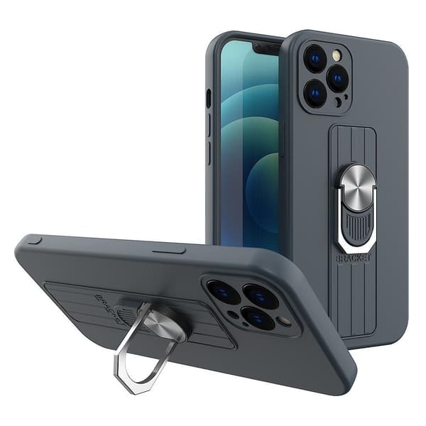 Silikone Ring Cover med Fingerholder & Stand til Samsung Galaxy A33 5G - Blå