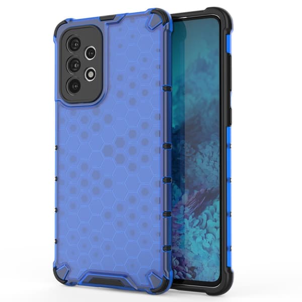 Hærdet Honeycomb Cover med Gelramme til Samsung Galaxy A73 - Blå