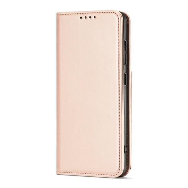 Samsung Galaxy A12 5G Magneettinen Kotelokotelo Korttipidike Jalustalla Vaaleanpunainen