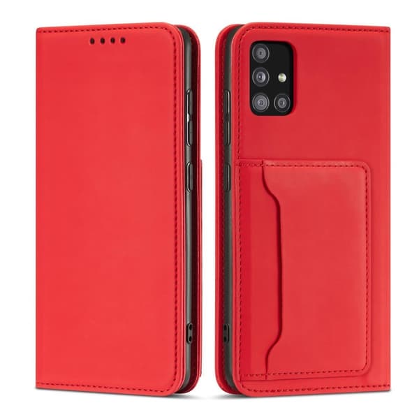 Samsung Galaxy A12 5G Korttikotelo – Magneettikiinnitys, Punainen Для tyylikäs ja suojaava viimeistely