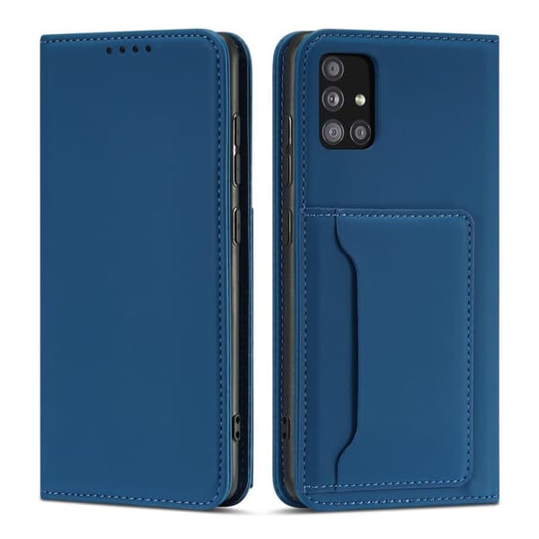 Samsung Galaxy A13 5G Magneettinen Korttikotelo, Sininen Lompakkosuoja ja Teline