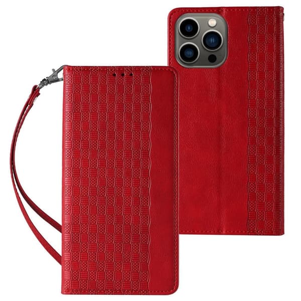 Magnetisk Remtaske til iPhone 13 Pro Max – Rød Pung Cover med Mini Strop