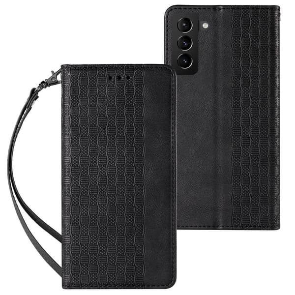 Samsung Galaxy S22+ Kotelo Musta - Magneettinen Kirjakuori Hihnalla