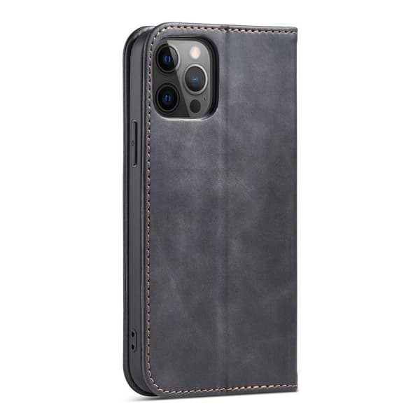 Magnetisk Designer Etui til iPhone 12 Pro Max med Kortholder og Standfunktion - Sort