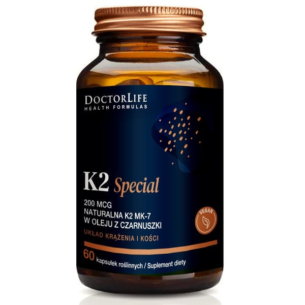 Doktor Liv K2 Special 200mcg Naturlig K2 MK-7 i Sortkommenolie, 60 Kapsler.