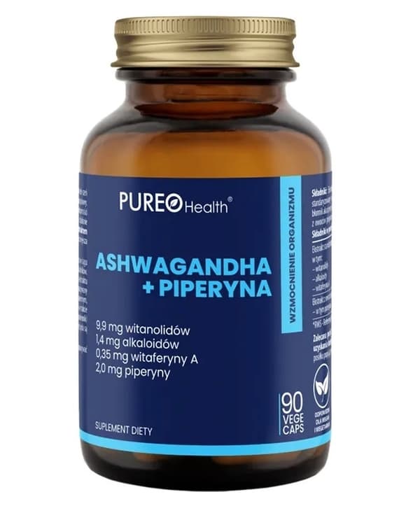 Pureo Terveys Ashwagandha + Piperiini, 90 kapselia