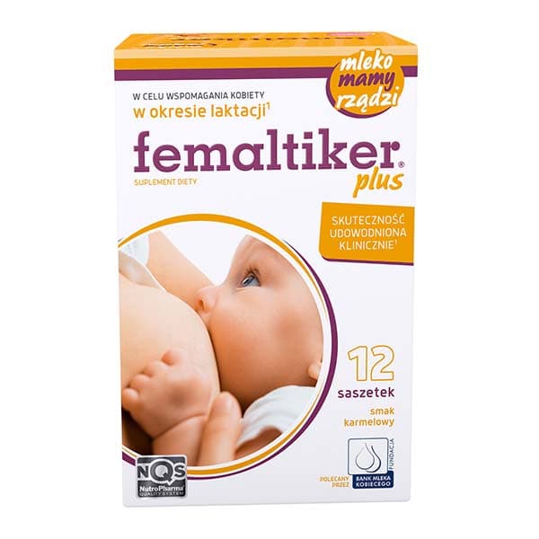Femaltiker Plus - Stöd för amning, 12 påsar, Karamellsmak
