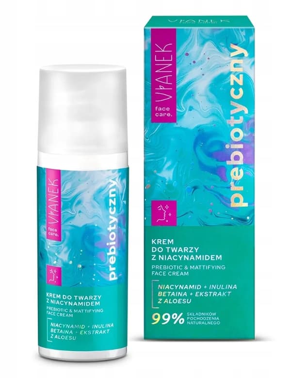 Vianek Ansigtscreme, Mat Effekt og Prebiotisk, Med Niacinamid, 50 ml