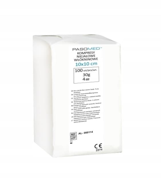 Pasomed Ikke-steril Flervalset Fleecekompress 10 x 10 cm, 30g, 100 stk