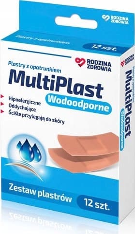 Vedenkestävät MultiPlast-laastaripakkaukset, 12 kpl