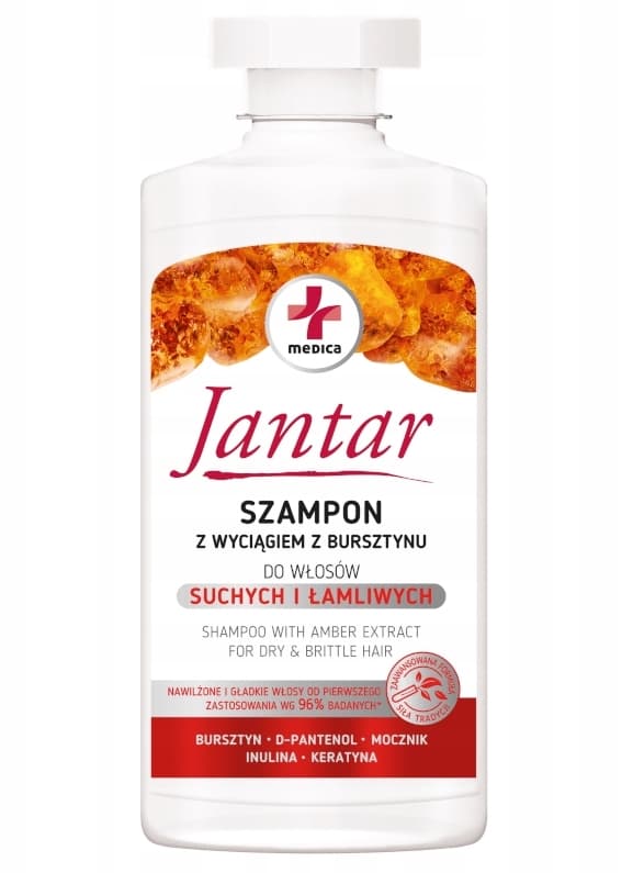Jantar Medica Kosteuttava Shampoo Kuiville ja Katkeileville Hiuksille Meripihkauutteella, 330 ml