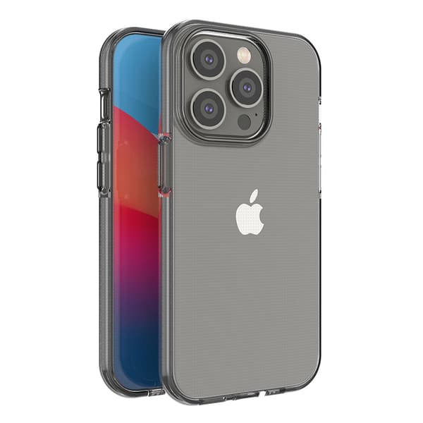 Forårsetui til iPhone 14 Pro - Silikonebeskyttelse med ramme - Sort