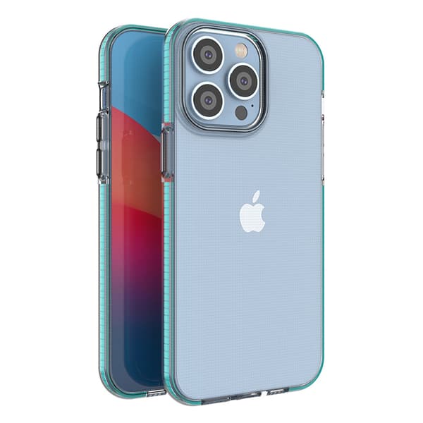 Elegant Ljusblå Silikonskal med Ram för iPhone 14 Pro Max