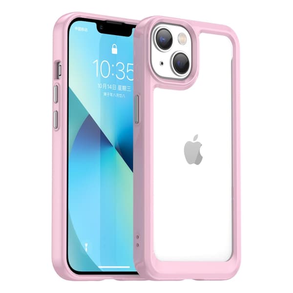 Stiftende Rummet Cover til iPhone 14 Plus med Stødsikker Gelramme i Rosa