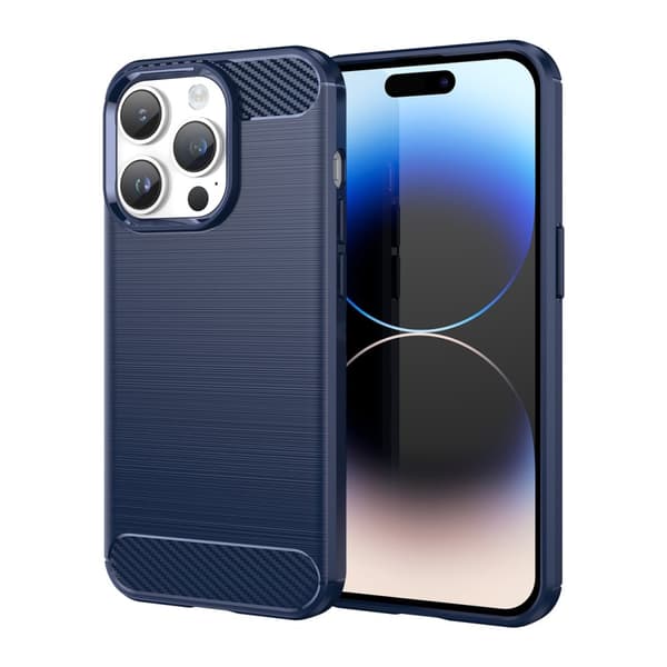 Hiilikuitukuori joustava suojakuori sininen iPhone 14 Pro Max -taustasuojus
