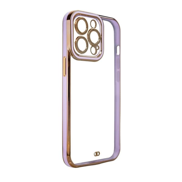 Gele-etui til iPhone 12 Pro med gylden ramme - Lilla Fashion Cover