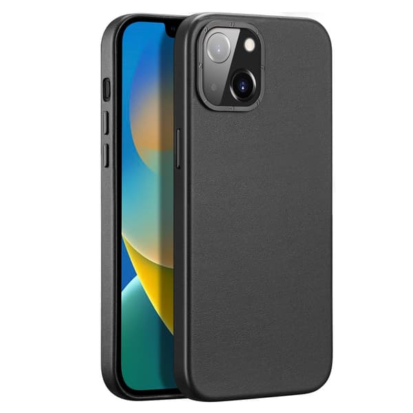 Dux Ducis Grit elegant kunstlædercover til iPhone 14 Plus (MagSafe kompatibel) i sort