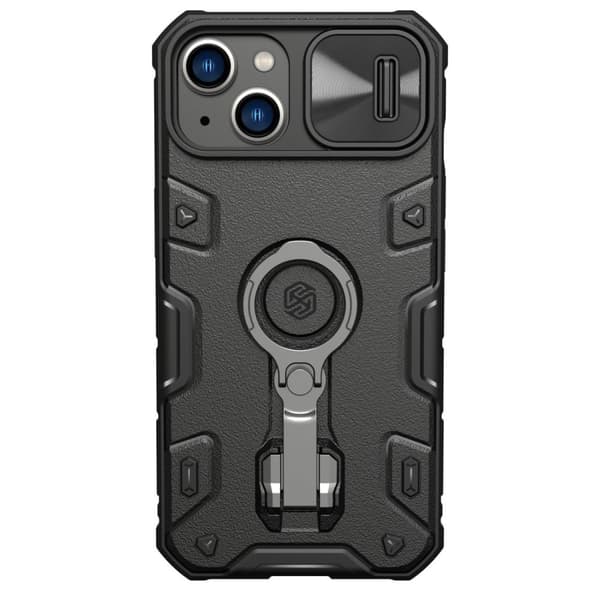 Nillkin CamShield Armor Pro Magneettinen Kotelo iPhone 14 Plus MagSafe Suojakuori Jalustarenkaalla Musta