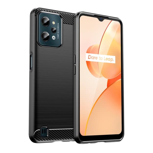 Realme C31 Flexibelt Kolfiberskal Svart Silikonfodral