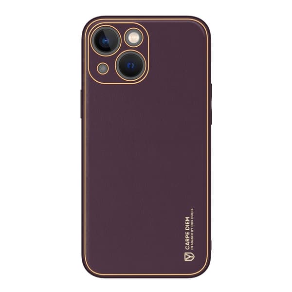 Dux Ducis Yolo Luksus iPhone 14 Plus Cover i Miljøvenligt Læder, Elegant Design i Lilla