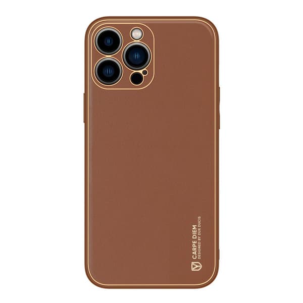 Dux Ducis Yolo Elegant iPhone 14 Pro Fodral - Brun Syntetläder Skalskydd