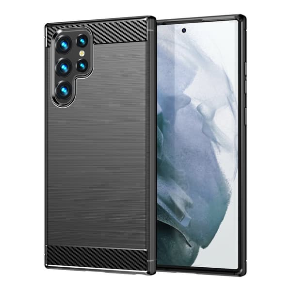 Samsung Galaxy S23 Ultra Flexibelt Silikonskal i Karbondesign - Svart