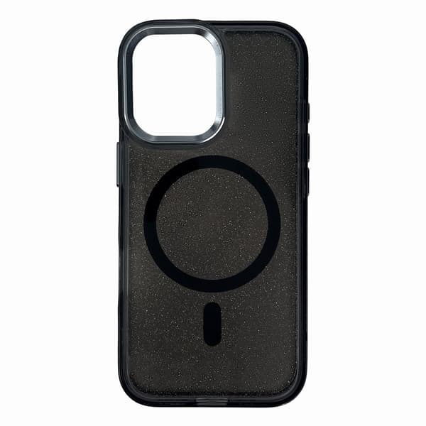 Magneettikuori MagSafe iPhone 16 Plus: Musta Glitteri Kotelo