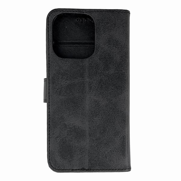 Læderbog Cover til iPhone 16 Pro Max - Sort
