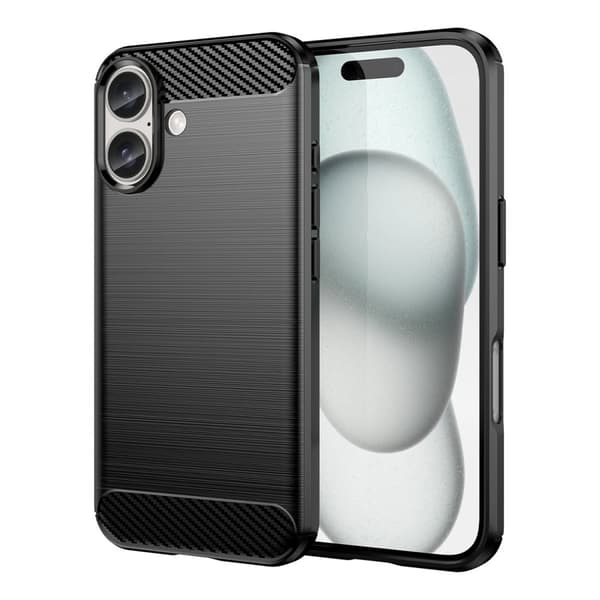 Silikonfodral Carbon Case för iPhone 16 Plus - Svart