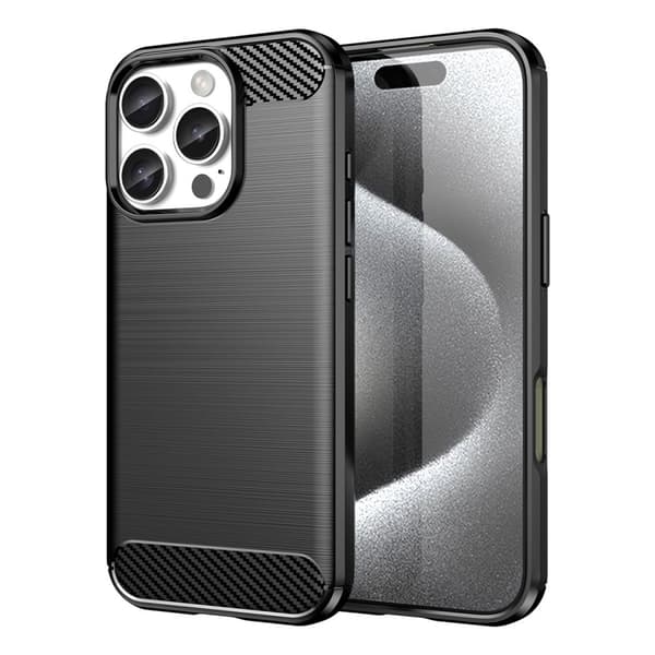 Korkealaatuinen Silikoonikuori iPhone 16 Pro Max - Musta Carbon Design