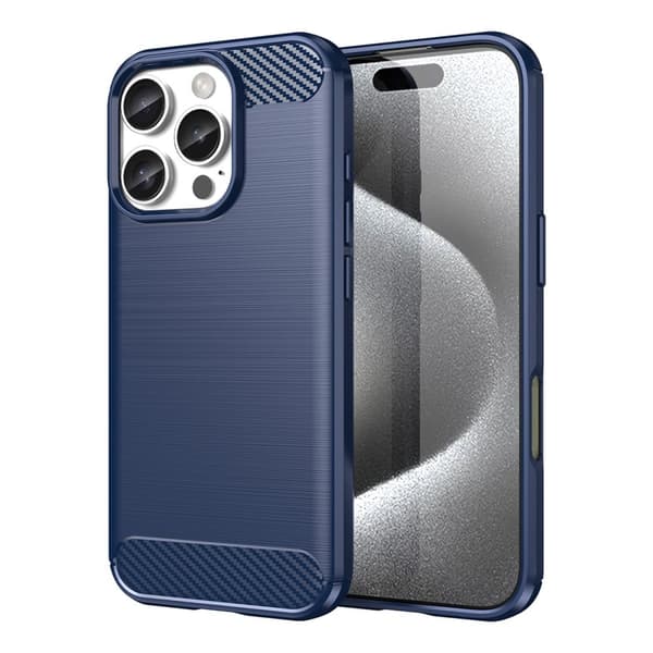 Silikonfodral Carbon till iPhone 16 Pro Max - Blå