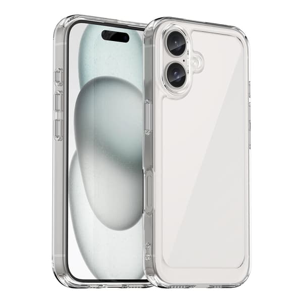 Läpinäkyvä Outer Space -suojakuori geelireunalla iPhone 16 Plus -puhelimelle