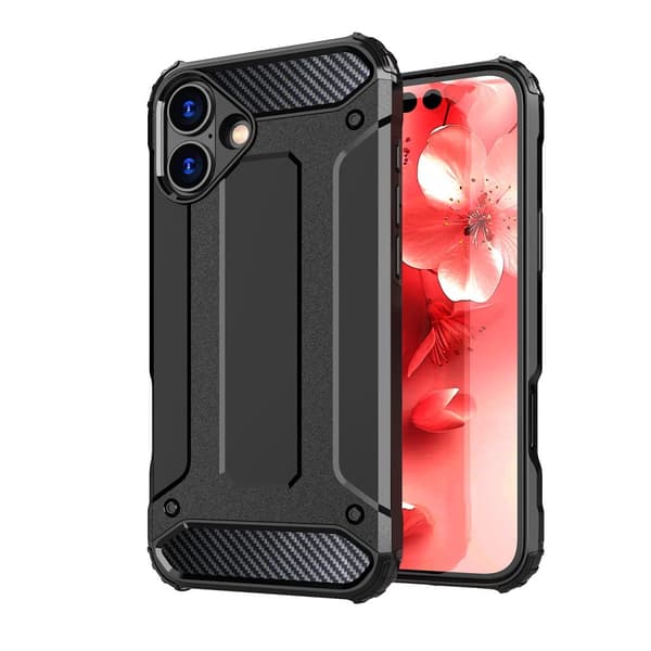 Kestävä Hybrid Armor -suojakotelo iPhone 16 Plus - musta