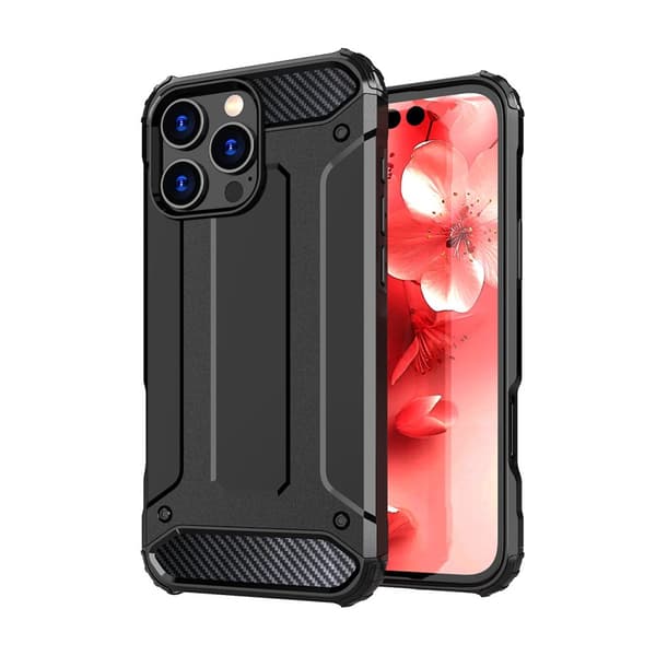 Kestävä Hybrid Armor - suojakotelo iPhone 16 Pro Max - musta