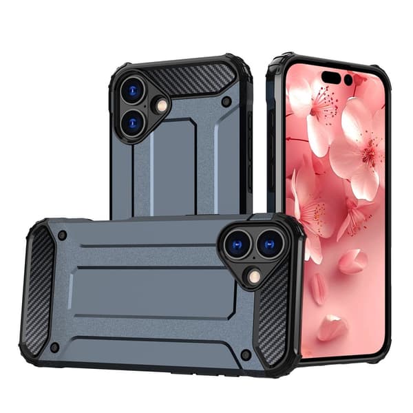 Kestävä Hybrid Armor -suojakotelo iPhone 16 Plus: Sininen