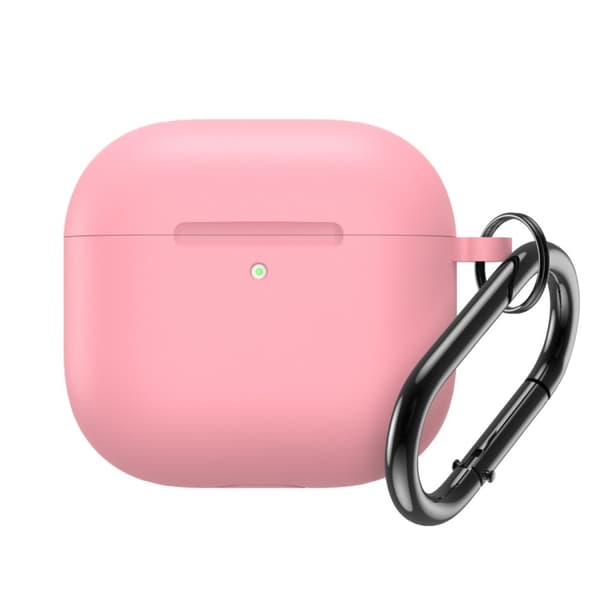 Silikoneetui til AirPods 4 med karabinhage - lyserød