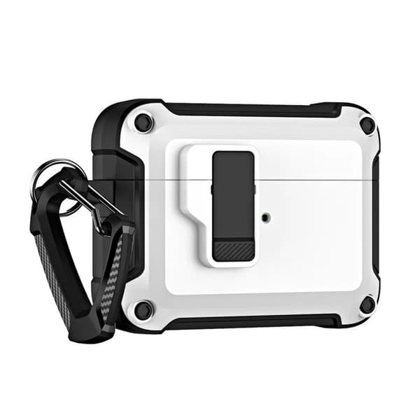 Skyddsfodral Pro för AirPods 4 med karbinhake - vit