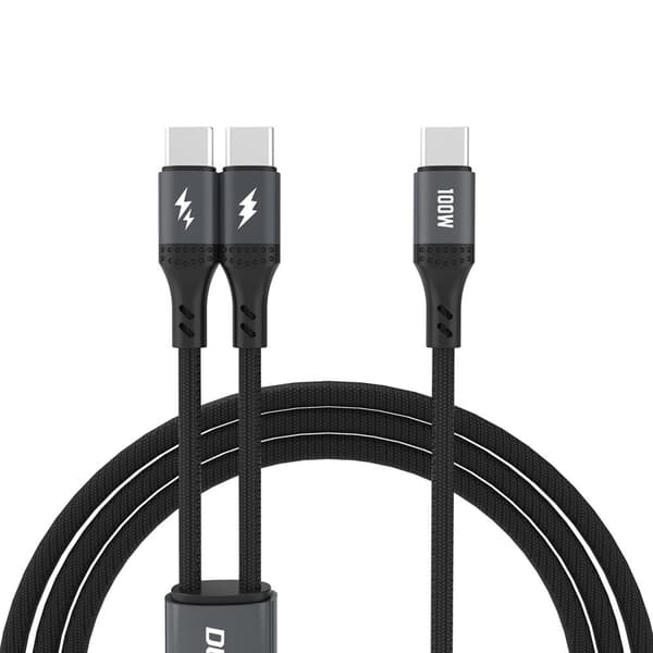 Dudao L3F 2-i-1 Kabel, 100W, 1,2m, Dobbelt USB-C, Sort