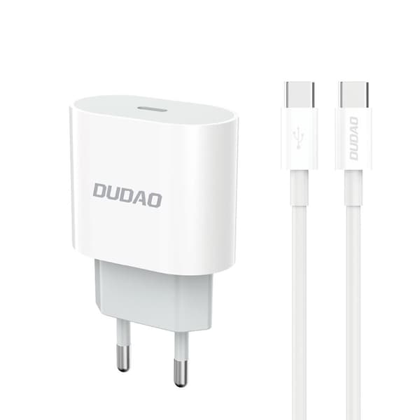 Dudao A14EUC PD 20W USB-C Oplader med Kabel - Hvid
