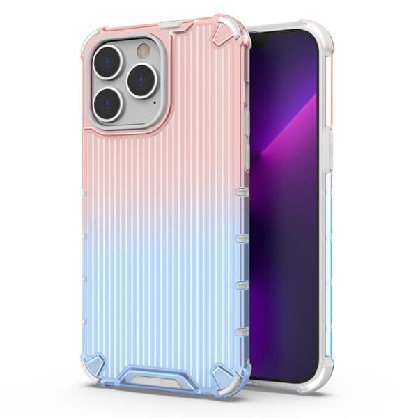 Ombre Beskyttelsesetui til iPhone 13 Pro - Stødsikkert Cover i Lyserød og Blå