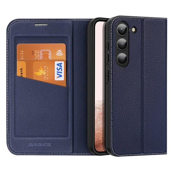 Dux Ducis Skin X2 Blå Fodral med Flip Cover för Samsung Galaxy S23+ med Kortficka och Stativfunktion
