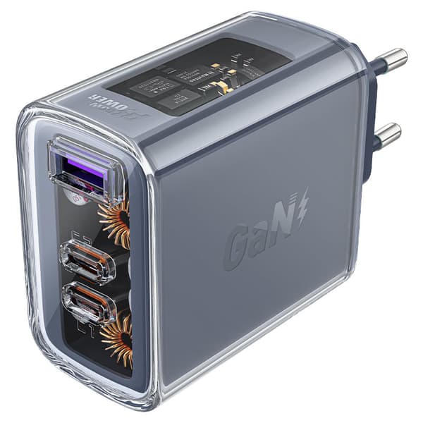 Acefast GaN Oplader 65W 3 Porte (1xUSB, 2xUSB-C) Grøn (A45)