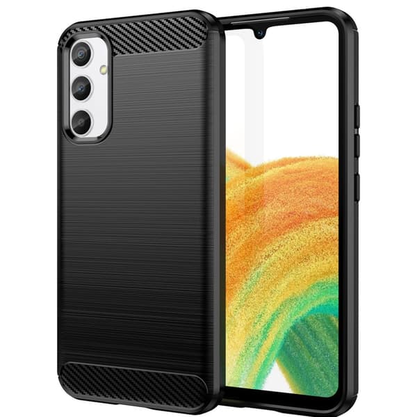 Samsung Galaxy A34 5G Hiilikuituinen Kotelosuoja - Musta, Joustava Silikoni
