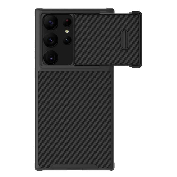 Nillkin Syntetisk Fiber S Cover til Samsung Galaxy S23 Ultra Kamera Beskyttelse Sort Etui