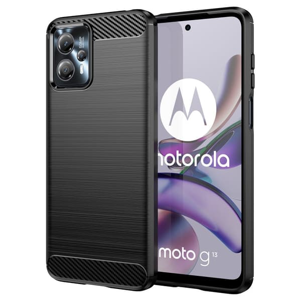 Motorola Moto G53/G13 Karbonfodral - Flexibelt Silikonskydd i Svart