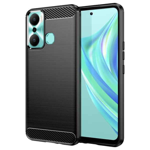 Infinix Hot 20 Play Joustava Hiilikuituinen Musta Suojakotelo