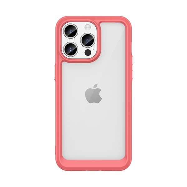 Förstärkt skyddsfodral med flexibel ram för iPhone 15 Pro Outer Space - röd