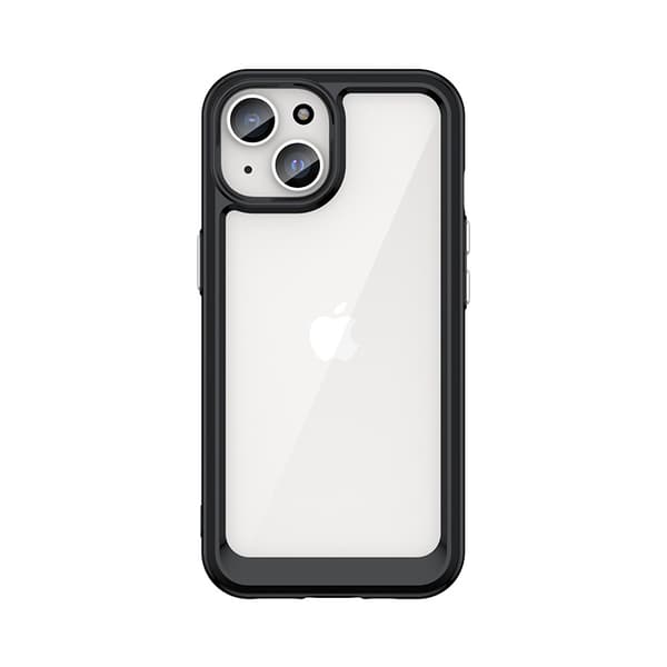 Forstærket cover med fleksibel ramme til iPhone 15 Plus Outer Space - sort